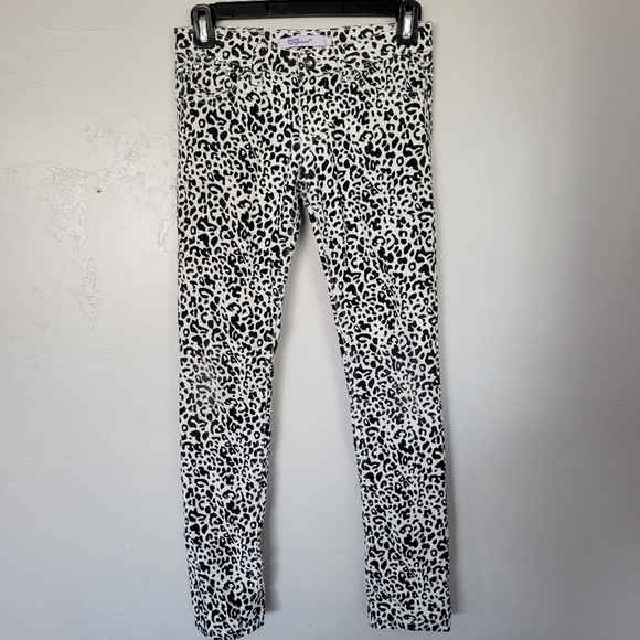 Vigoss Jeans Girls 12 Black & White Leopard Print Pants Cheetah Animal Jeans - Picture 1 of 7